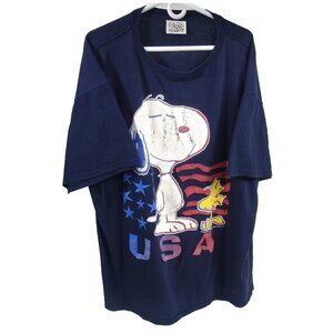 Vtg 90s Graphic Tshirt 2X Peanuts Snoopy USA Woodstock United Features Syndicate